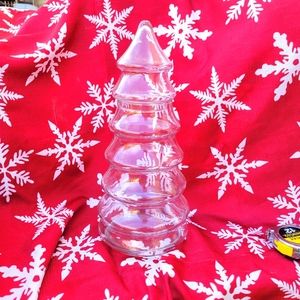 Clear Glass Christmas Tree Candy Container Jar - 12" Tall
